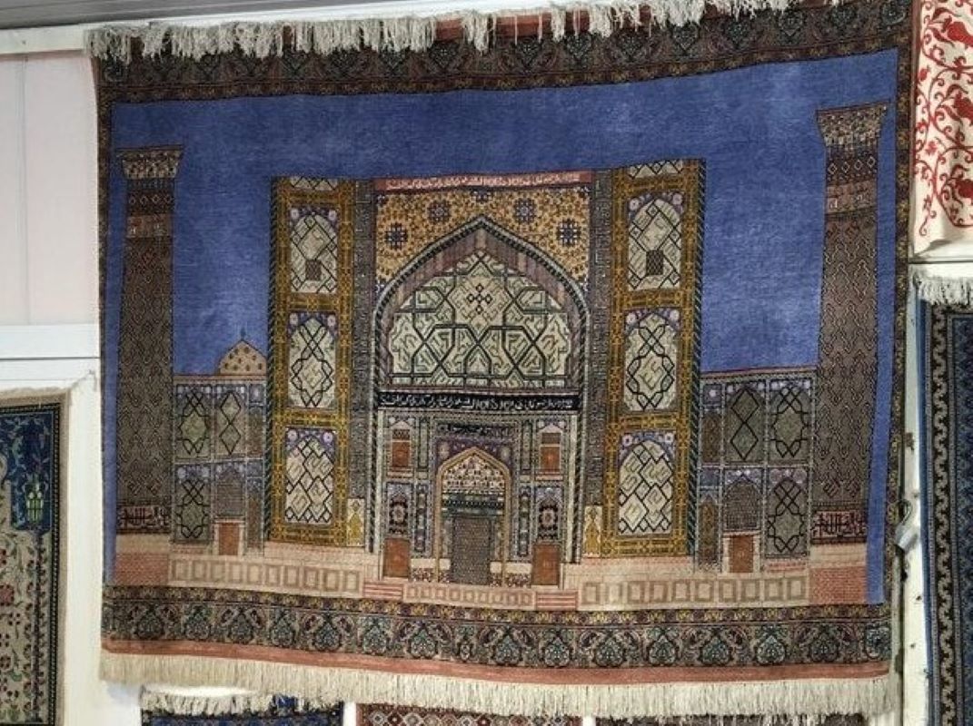 The Hudjum Silk Carpet Factory, also known as Khudjum, is one of the renowned carpet weaving centers in Samarkand, Uzbekistan.
